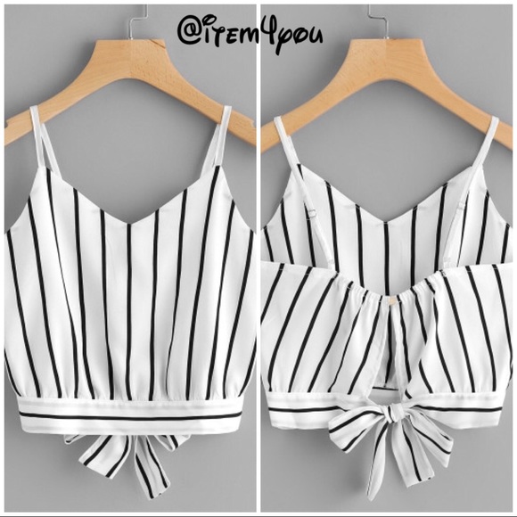 Tops - LAST! RESTOCK ‼️ Black white strip tie back Cami‼️